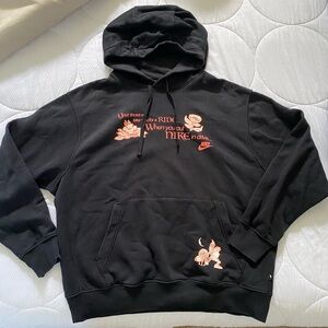 Nike Sportswear Men Pullover Hoodie Black Gnome Frog French Terry